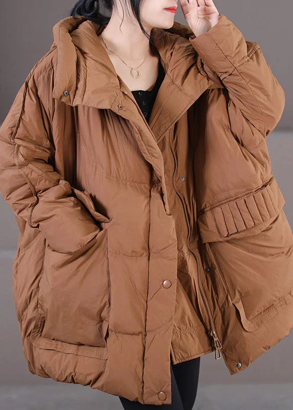 Women's Duffle CoatsCaramel Warm Duck Down Puffer Jacket Hooded Oversized Winter