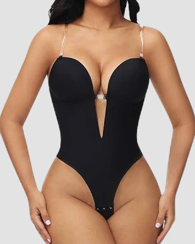 full-coverage bra for large bustsPlunge Rückenfreier Bodysuit Nahtloser Integrierter BH Tanga Shapewear