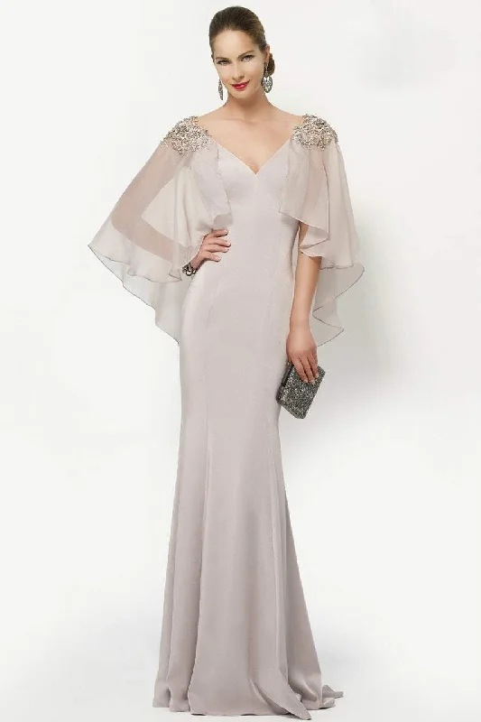 cozy knitted beanie hats with cables and patternsAlyce Paris - Embellished V-Neck Mother of the Bride Gown with Sheer Capelet 27170