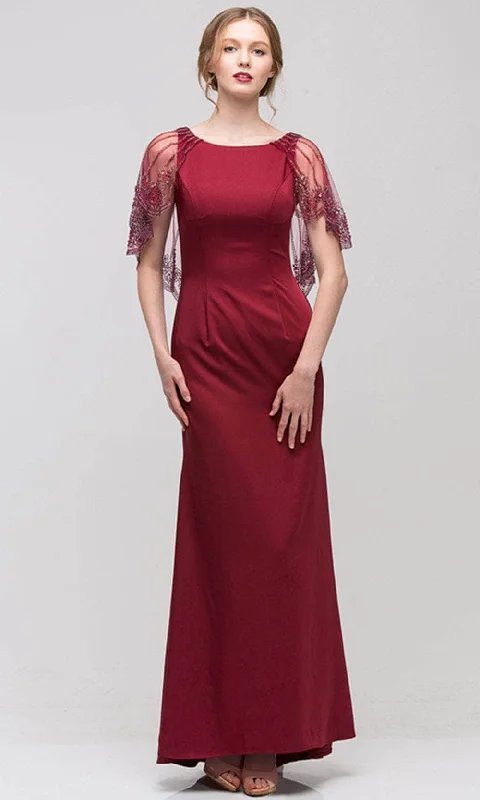 adjustable baseball caps with curved brimsEureka Fashion 7003 - Embellished Sheer Cape Formal Gown