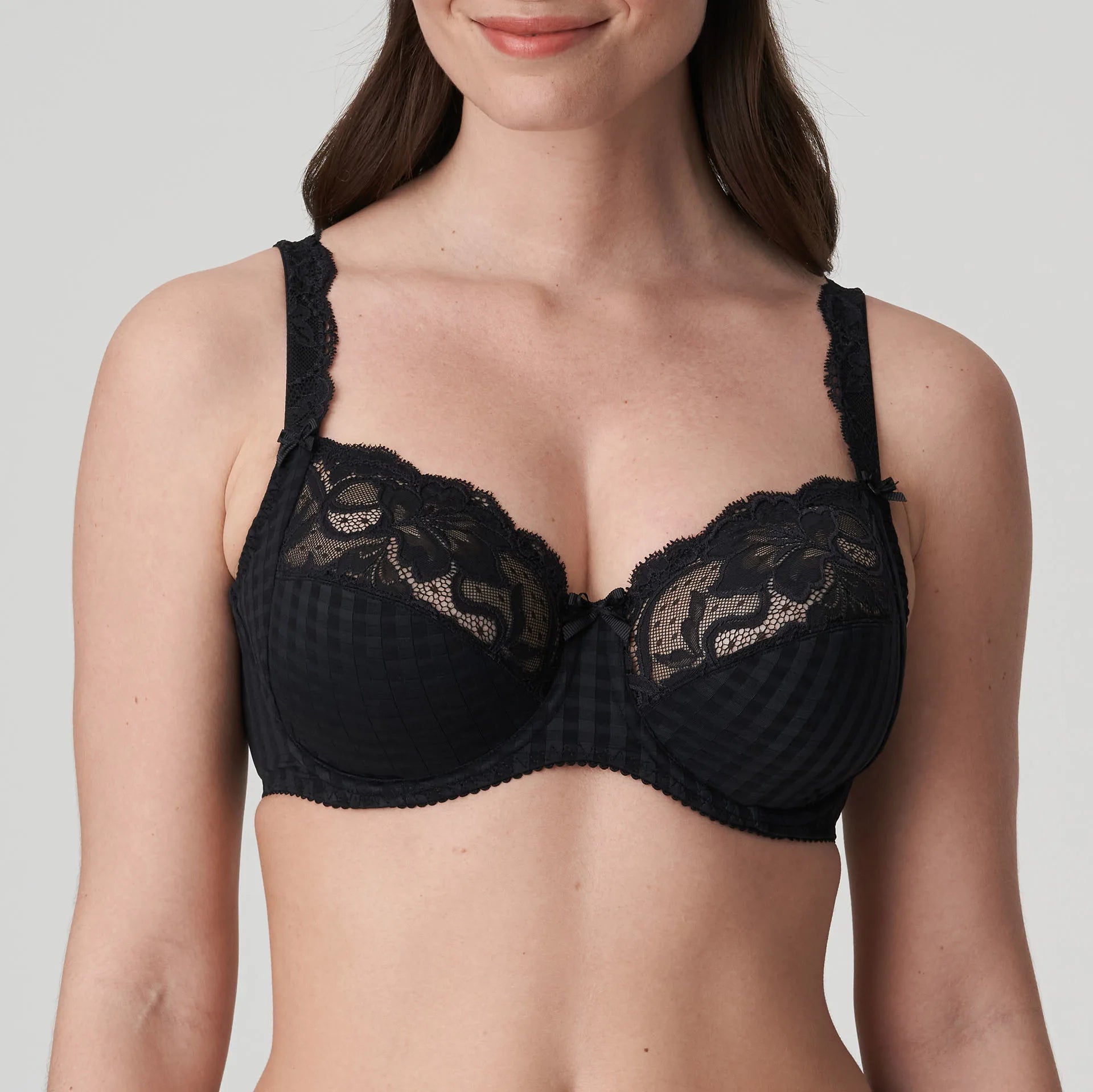 plus-size demi-cup bra with lace overlayPrima Donna Full Cup Wire Bra-Madison-Black