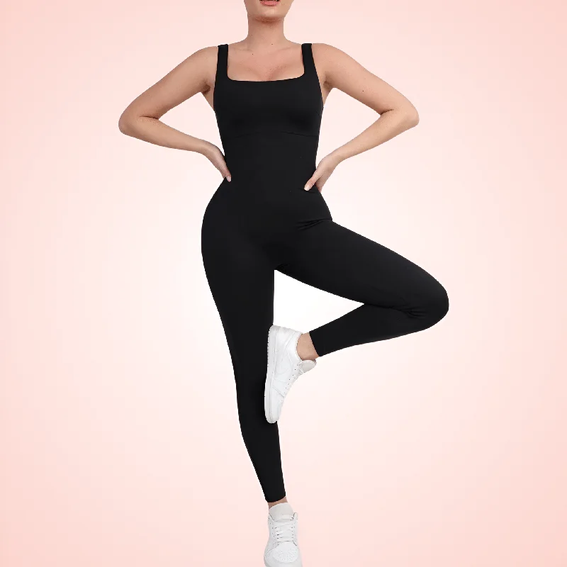 sports bra for high-impact workoutsBuilt In Shapewear One Piece Squared Neck Women Jumpsuit