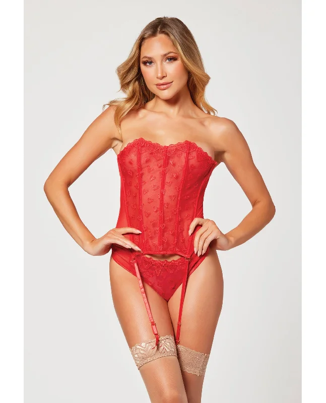 mastectomy bra with pocketsSeven 'til Midnight Valentines Heart Embroidered Mesh Bustier & Panty Red