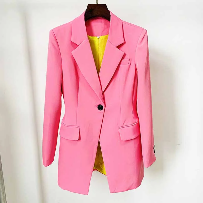 Women's Denim CoatsWomen Business Coat Blazer Long Sleeve Pink Tops Slim Jacket Outwear