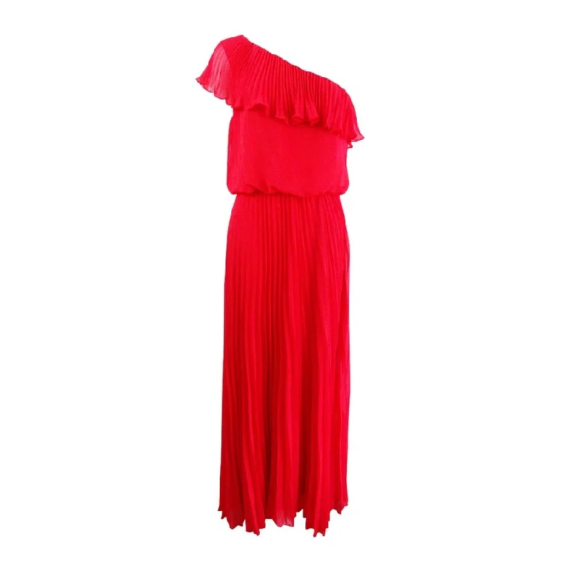 cozy fleece-lined beanie hats with pom-poms for winter fashionXscape Women's Pleated Chiffon One-Shoulder Gown