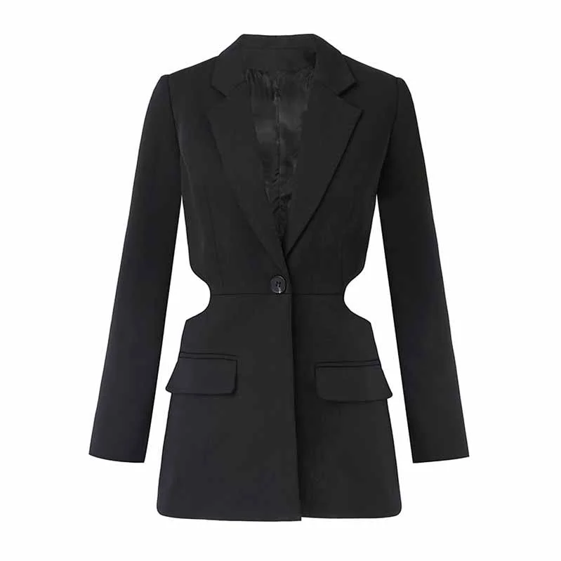 Women's Coats with BeltWomen's Hollow Out Blazer Long Sleeve One Button Lace Up Back Jacket