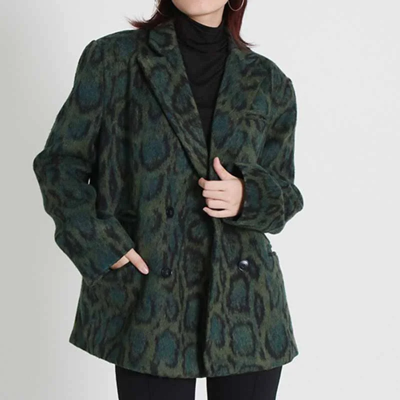 Women's Coats with Fur Trimmed CollarWomen winter coat leopard print loose outwear one button short coat