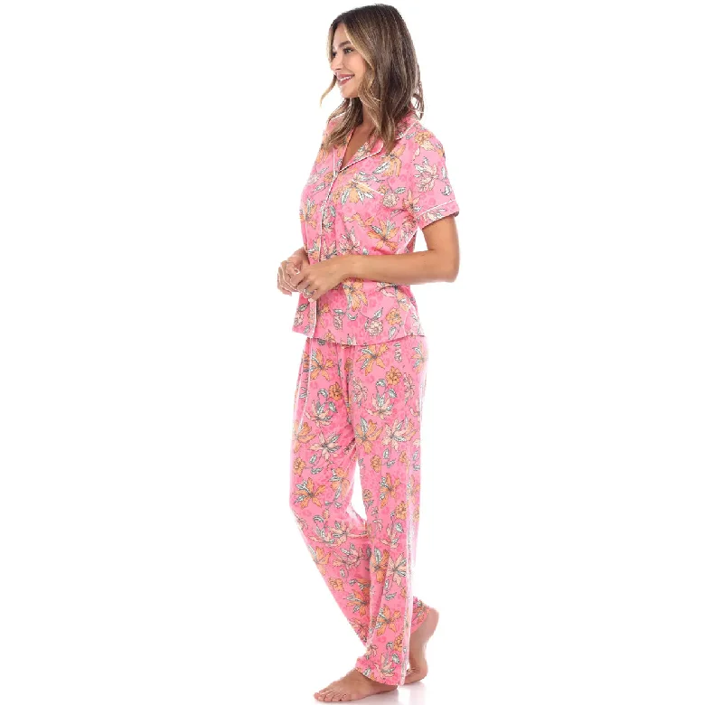 women's pajamas designed for sleepLeopard Pink/Orange pajama set