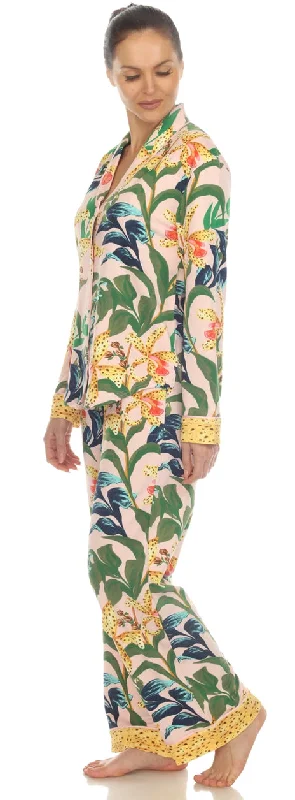 women's pajamas with a relaxed fitPink Wildflower Print Pajama Set