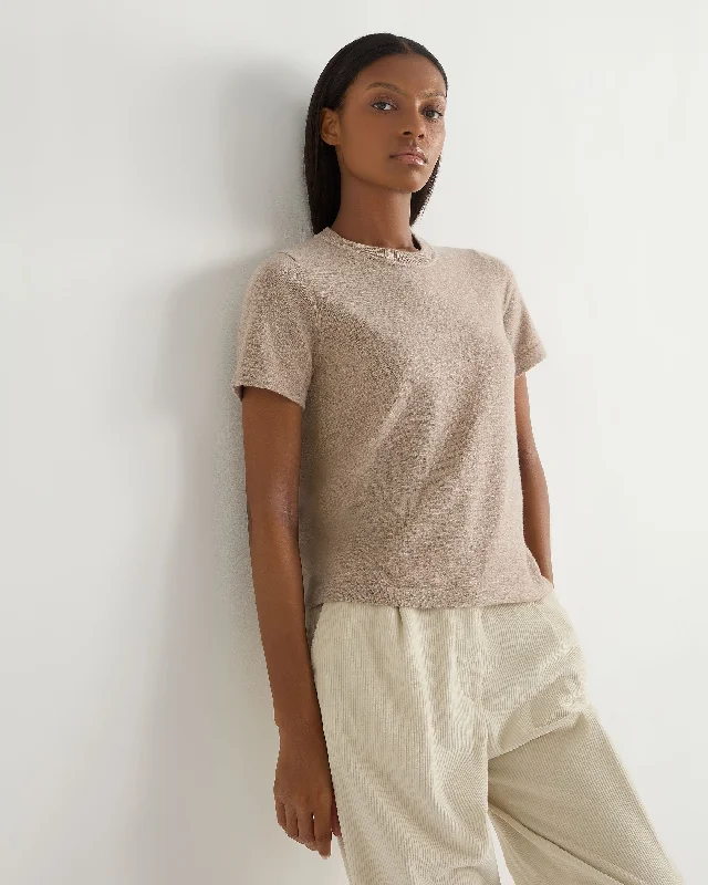 Women's Square Neck SweatersWomen's Lottie Cashmere T-Shirt Oatmeal Brown