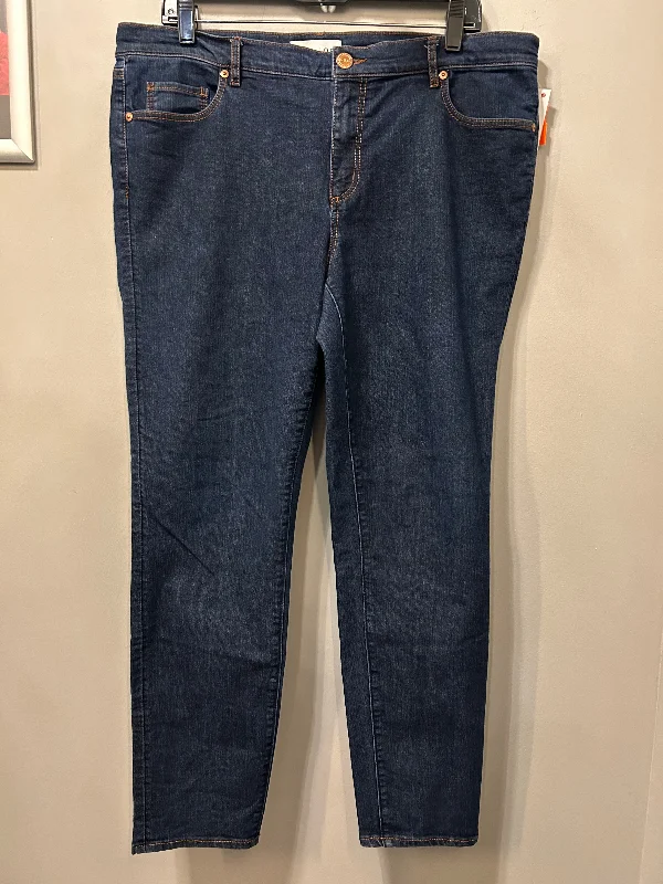 Women's Jodhpurs with ZipperJeans Skinny By Loft In Blue Denim, Size: 14