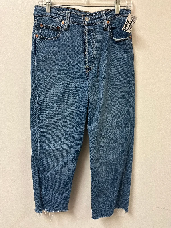 Women's Jodhpurs with Mandarin CollarJeans Straight By Levis In Blue Denim, Size: 8