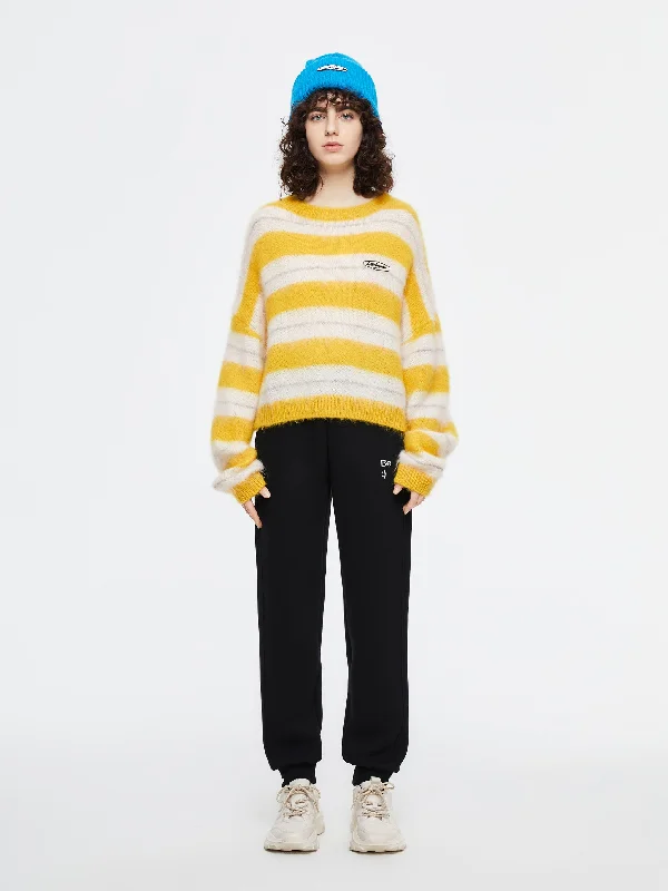 Women's Asymmetrical Hem Sweaters'LA' Candy Stripe Feather-Knit