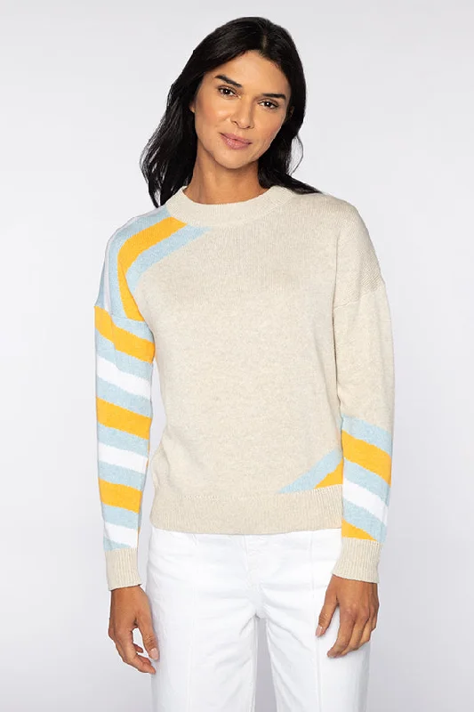 Women's Wide Collar SweatersKinross Stripe Crew Sweater