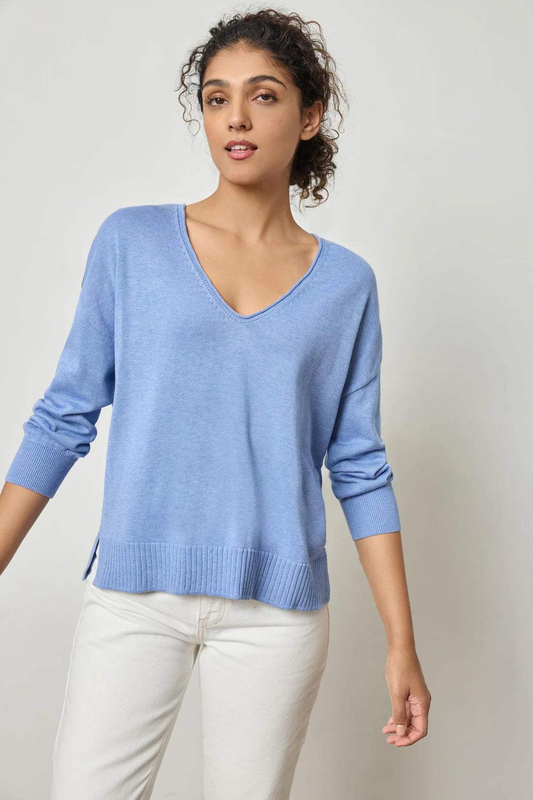 Women's Lapel Collar SweatersLilla P Drop Shoulder Sweater