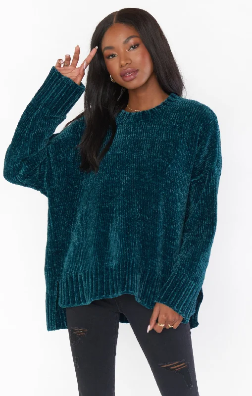 Women's Lapel Collar SweatersJesse Sweater ~ Jade Chenille Knit