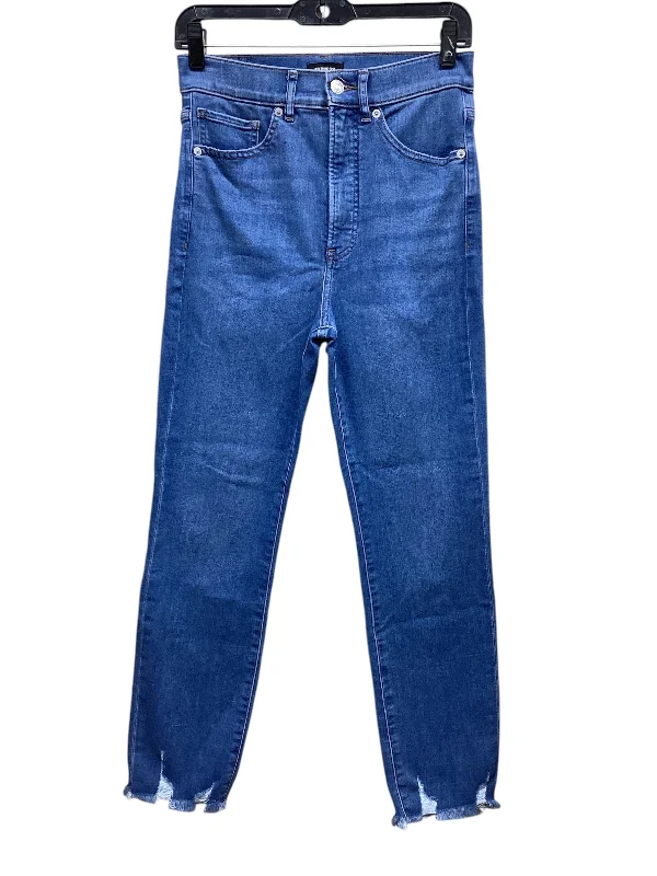 Women's Jodhpurs with Notched CollarJeans Straight By Express In Blue Denim, Size: 4