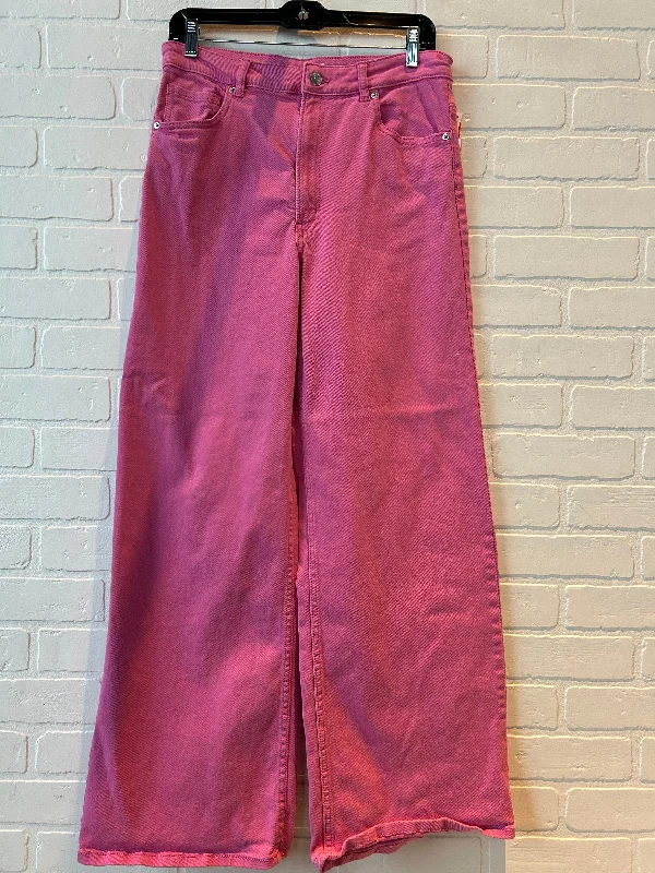 Women's Jodhpurs with Rounded HemJeans Wide Leg By H&m In Pink, Size: 10