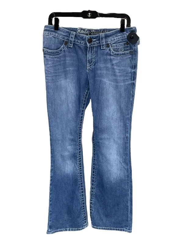  Women's High-Waisted PantsJeans Boot Cut By Harley Davidson In Blue Denim, Size: 8p