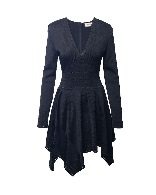 Women's Cap-Sleeve DressesAlexandre Vauthier Waterfall Hem Dress in Black Viscose