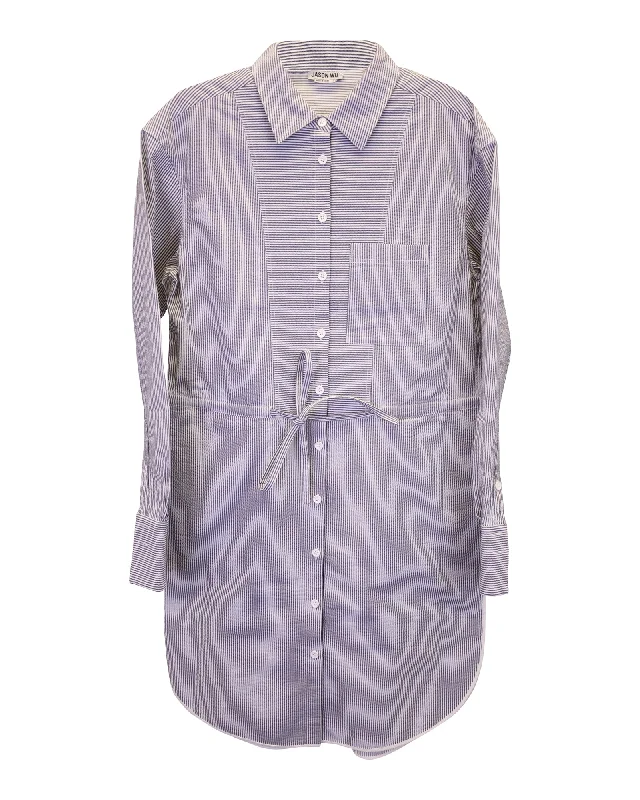 Women's Boat-Neck DressesJason Wu Striped Shirt Dress in Grey Cotton