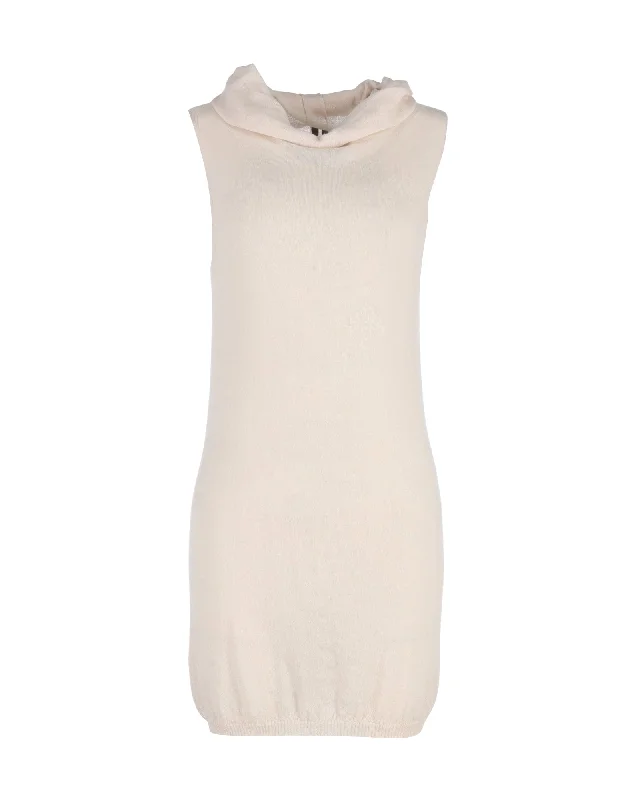 Women's Peter Pan Collar DressesRick Owens Knit Dress in Cream Wool