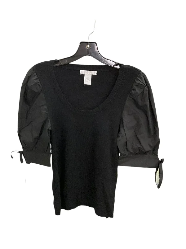 Women's Blouse with Keyhole CollarTop 3/4 Sleeve By Design History In Black, Size: L