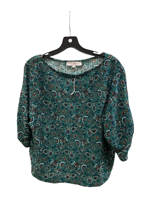 Women's Blouse with Keyhole NeckTop 3/4 Sleeve By Loft In Green, Size: S