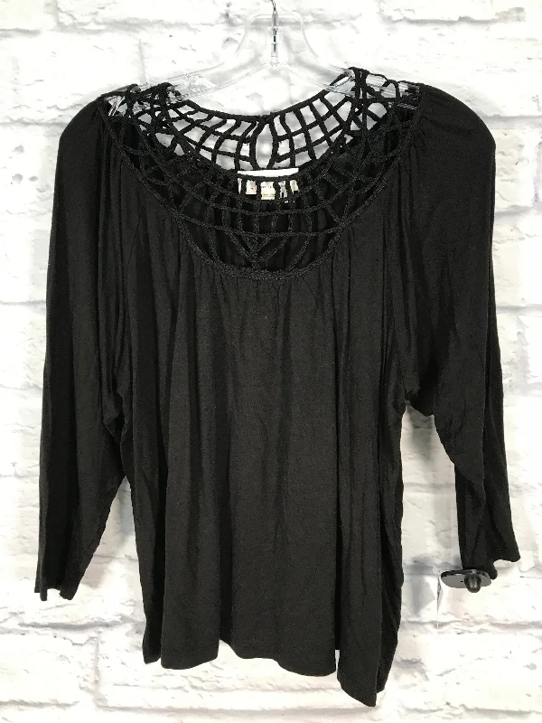 Women's Blouse with Peter Pan CollarTop Long Sleeve By Anthropologie In Black, Size: S