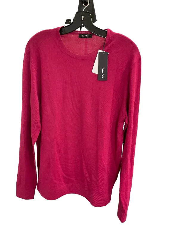 Women's Blouse with Square CollarTop Long Sleeve By Calvin Klein In Raspberry, Size: L