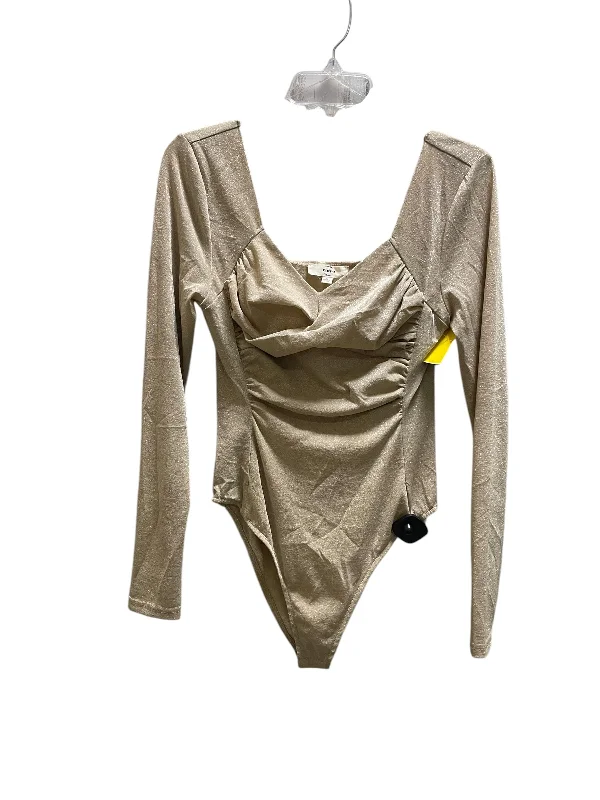 Women's Blouse with RufflesTop Long Sleeve By Entro In Gold, Size: L