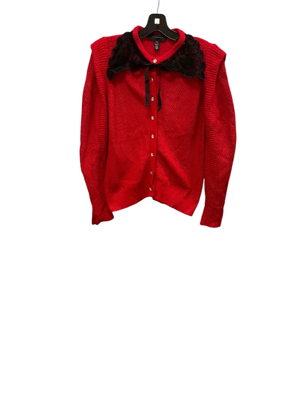 Women's Blouse with Mandarin CollarTop Long Sleeve By H For Halston In Red, Size: Xs