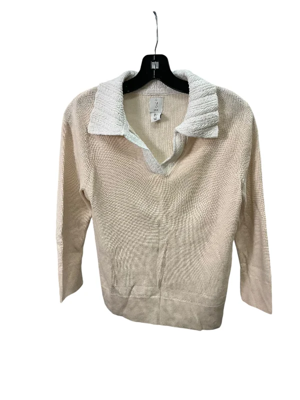 Women's Blouse with Rounded CollarTop Long Sleeve By Joie In Cream, Size: S