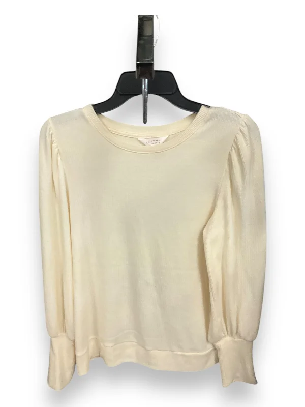 Women's Blouse with Sweetheart CollarTop Long Sleeve By Lc Lauren Conrad In Cream, Size: M