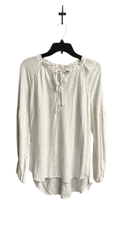 Women's Blouse with FlouncesTop Long Sleeve By Loft In White, Size: S