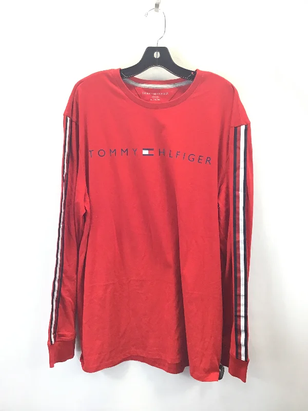 Women's Blouse with Sweetheart CollarTop Long Sleeve By Tommy Hilfiger In Red, Size: Xl