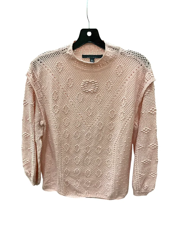 Women's Blouse with High CollarTop Long Sleeve By White House Black Market In Peach, Size: L