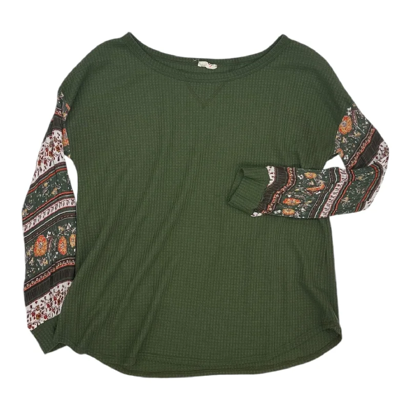 Women's High-Neck BlouseTop Ls By Bibi In Green, Size:M