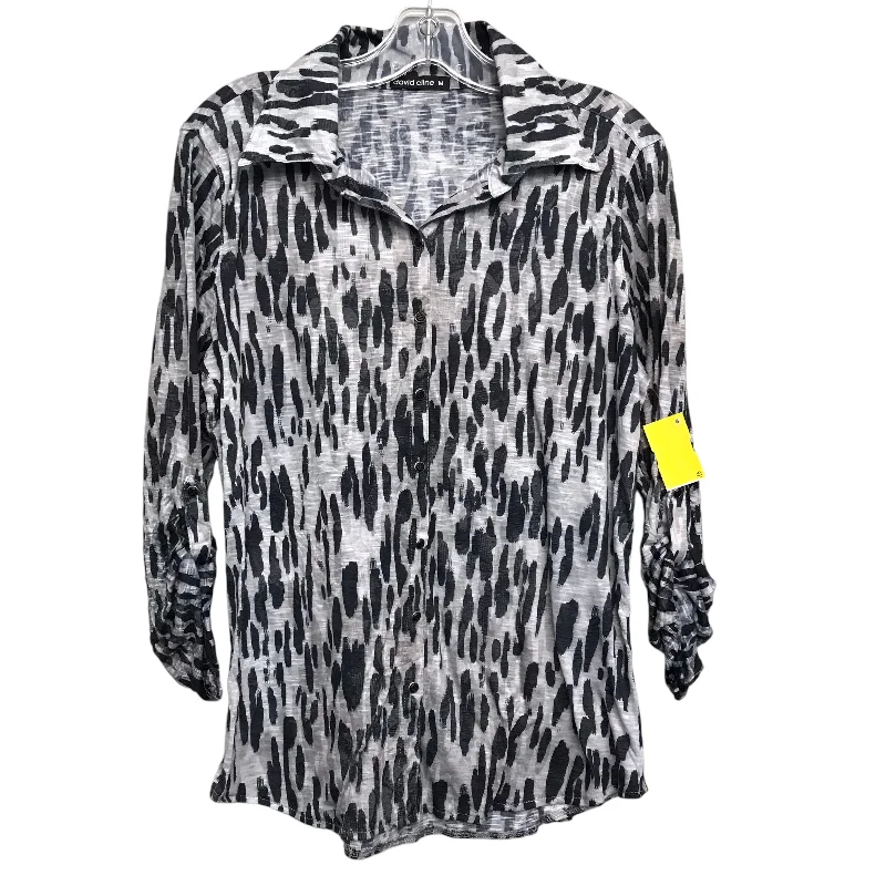 Women's Blouse with PatchesTop Ls By David Cline In Black & Grey, Size:M