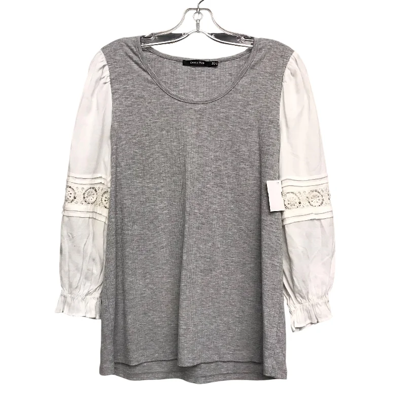 Women's Blouse with U-Shaped CollarTop Ls By Doe & Rae In Grey, Size:M