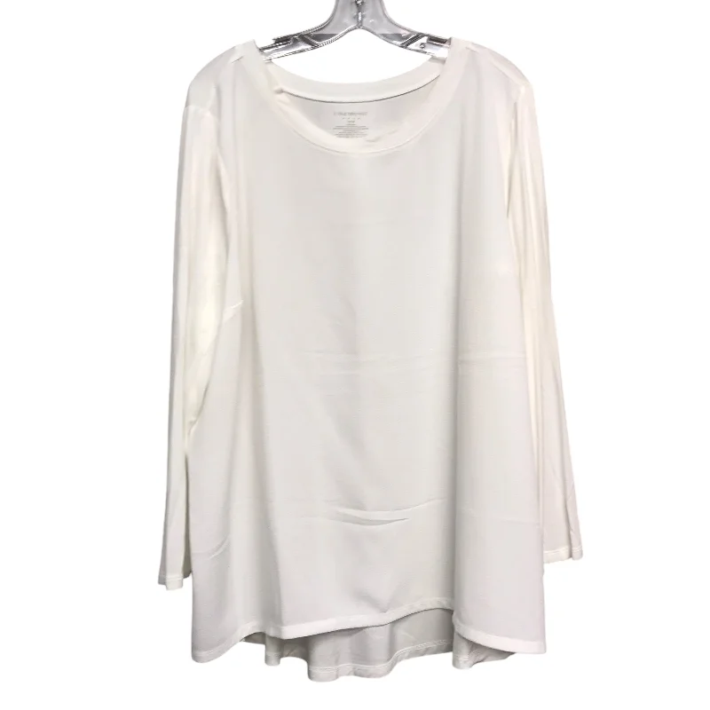 Women's Blouse with Cap SleevesTop Ls By Lane Bryant In White, Size:1X